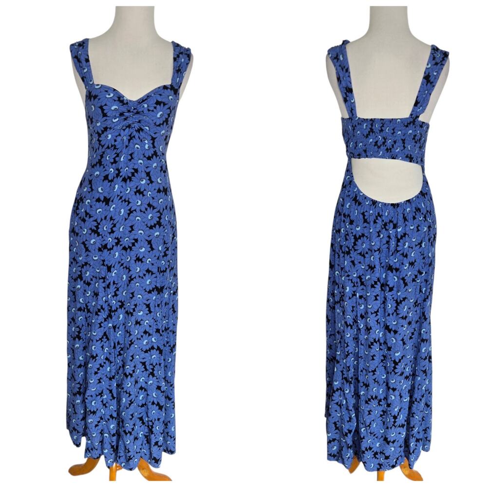 Free People Rosalee Dress Womens Floral Print Retro Babydoll Midi Smocked Small